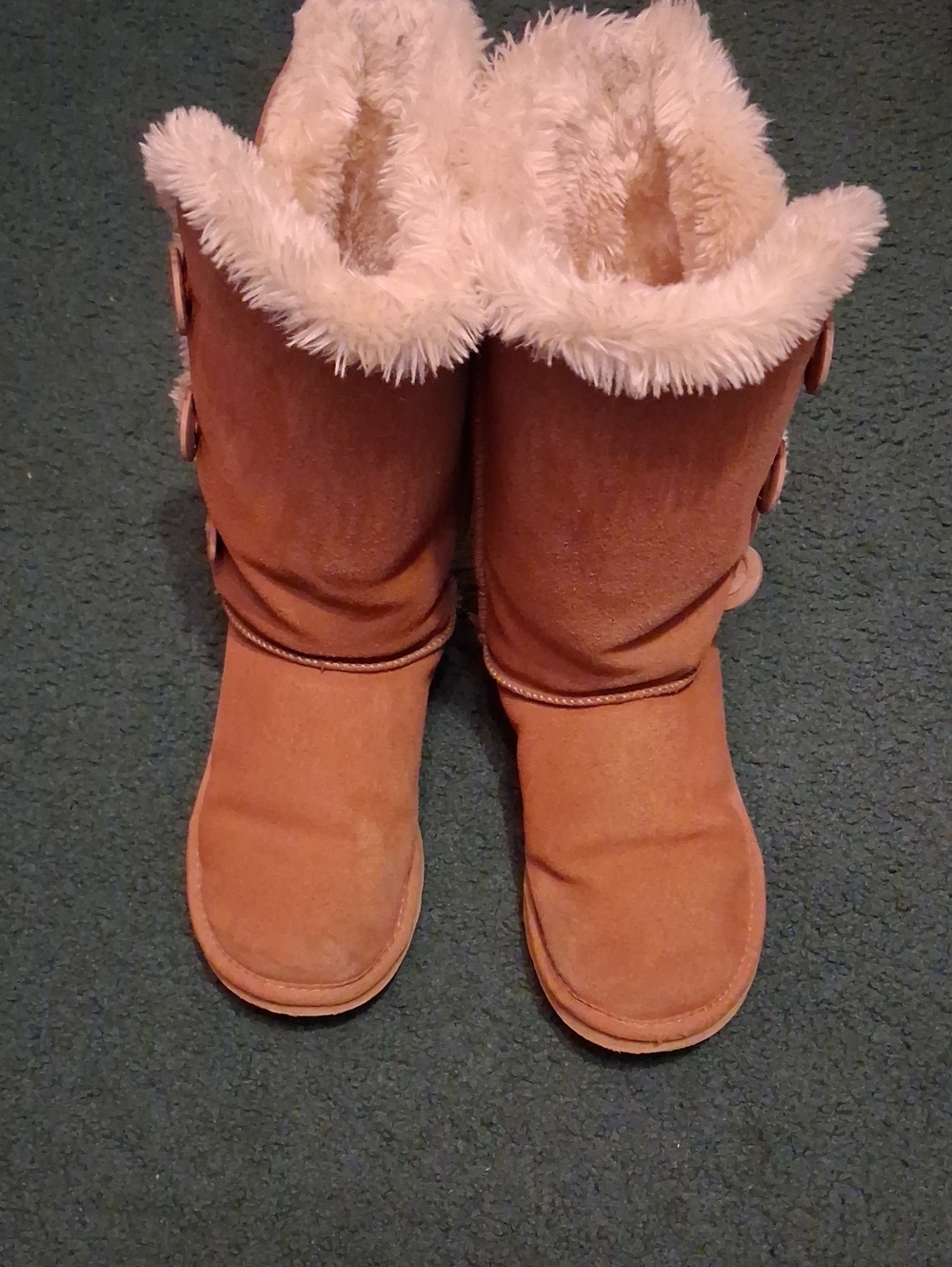 UGG Chestnut Faux Suede Shearling Button Boots Sz 7